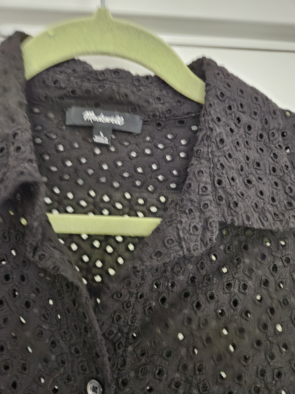 MADEWELL Eyelet Button Down, Ruffle Sleeve - Black - Picture 2 of 3